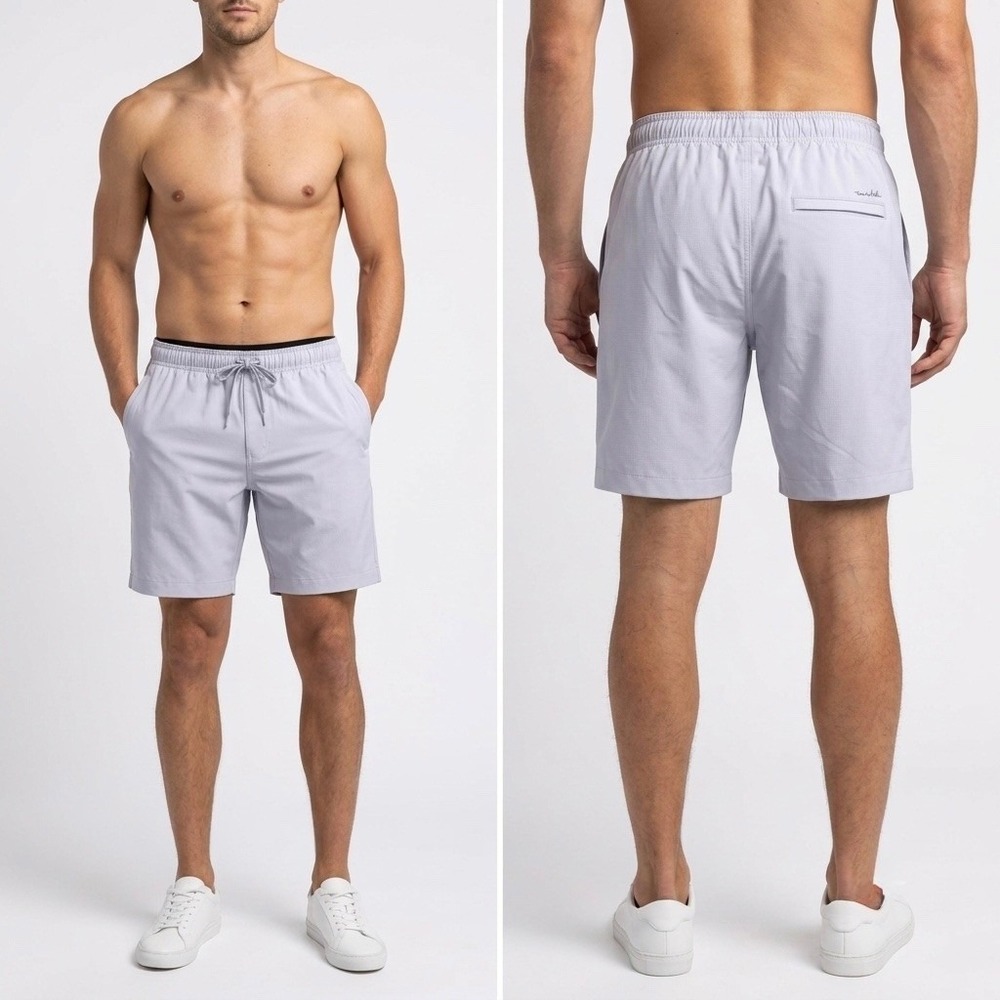 Travis Mathew Mens Active Shorts Light Gray Drawstring Golf Gym‎ 1MW444 Small